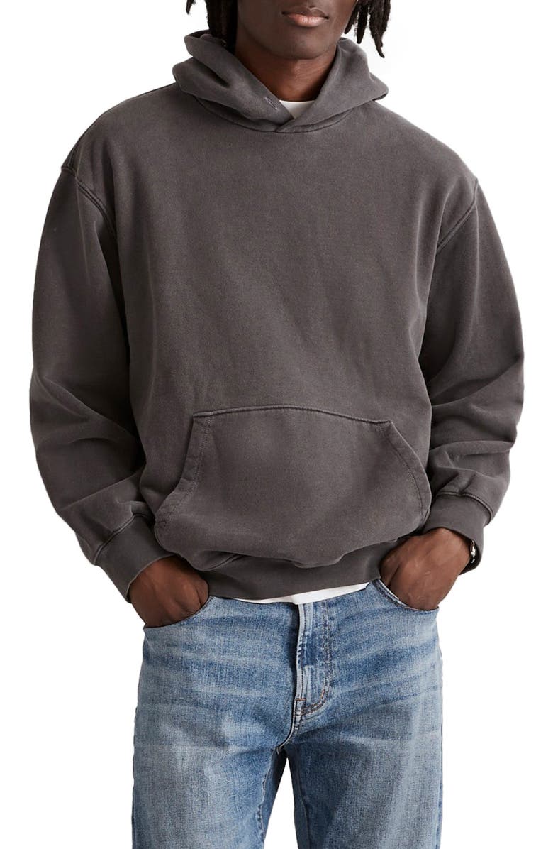Madewell Woodland Brushed Terry Hoodie, Main, color, Coal