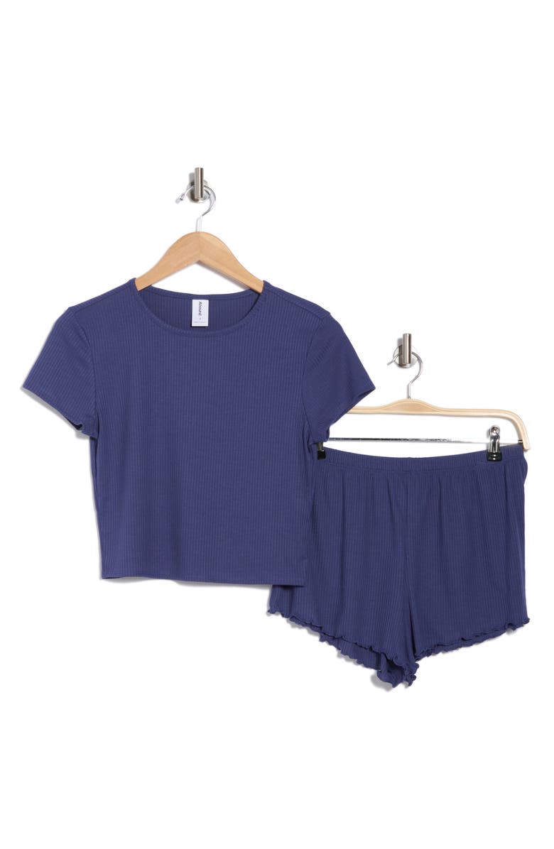 Abound Ribbed Shortie Pajamas, Alternate, color, Blue Cobalt