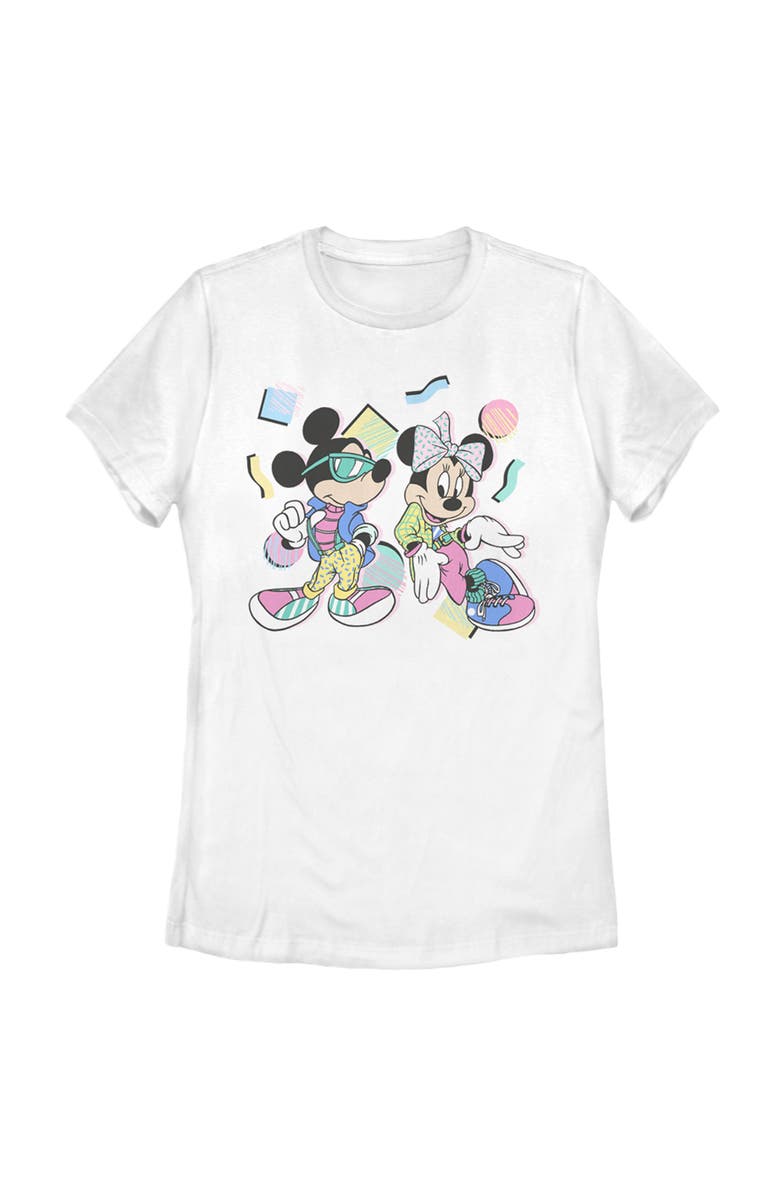 Mickey & Friends Women's Mickey & Friends '80s Minnie and Mickey Mouse  Graphic T-Shirt, Main, color, White