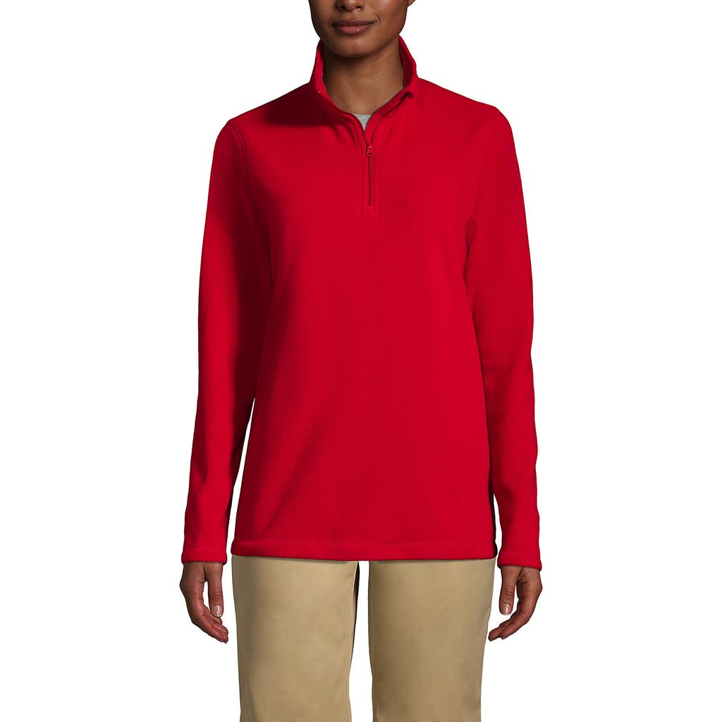 Lands' End School Uniform Young Lightweight Fleece Quarter Zip Pullover In Red