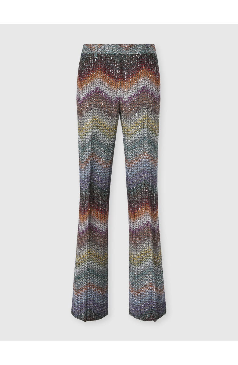 Missoni Viscose Lamé Straight Trousers With Sequins, Main, color, Green& Brown