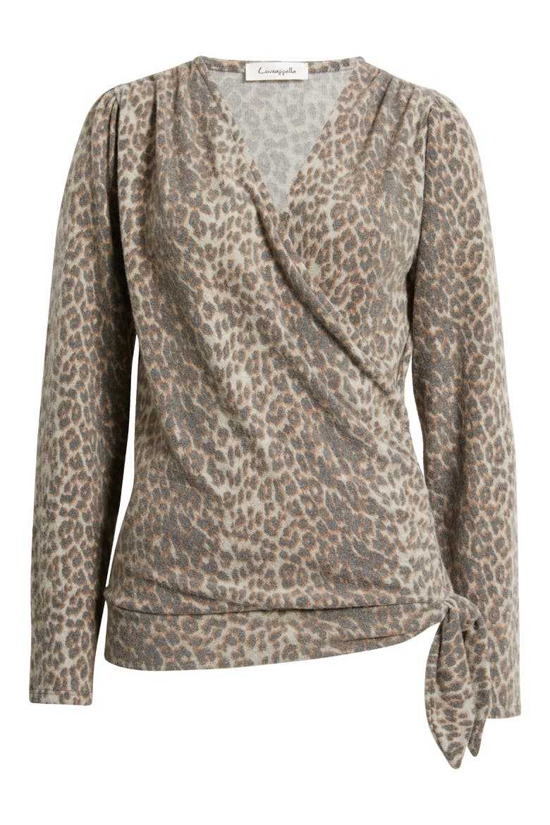 Faux Tie Wrap Top, Alternate, color, GRAY/ CHARCOAL