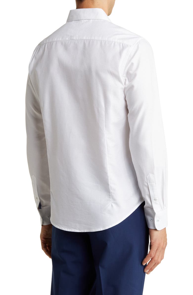 DENIM AND FLOWER Solid Dobby Tencel<sup>®</sup> Lyocell Blend Long Sleeve Button-Up Shirt, Alternate, color, White