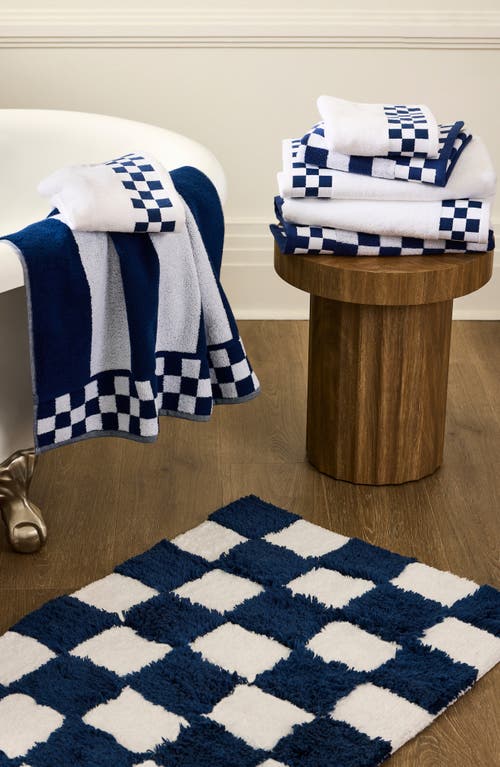 Mackenzie-childs Mackenzie Childs Checkerboard Navy Bath Rug In Multi