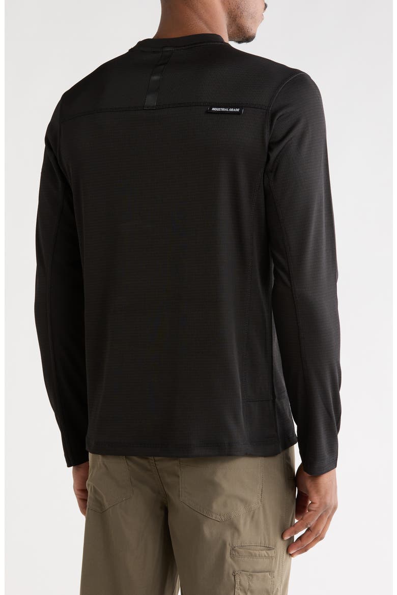Grid Jacquard Long Sleeve T-Shirt, Alternate, color, BLACK