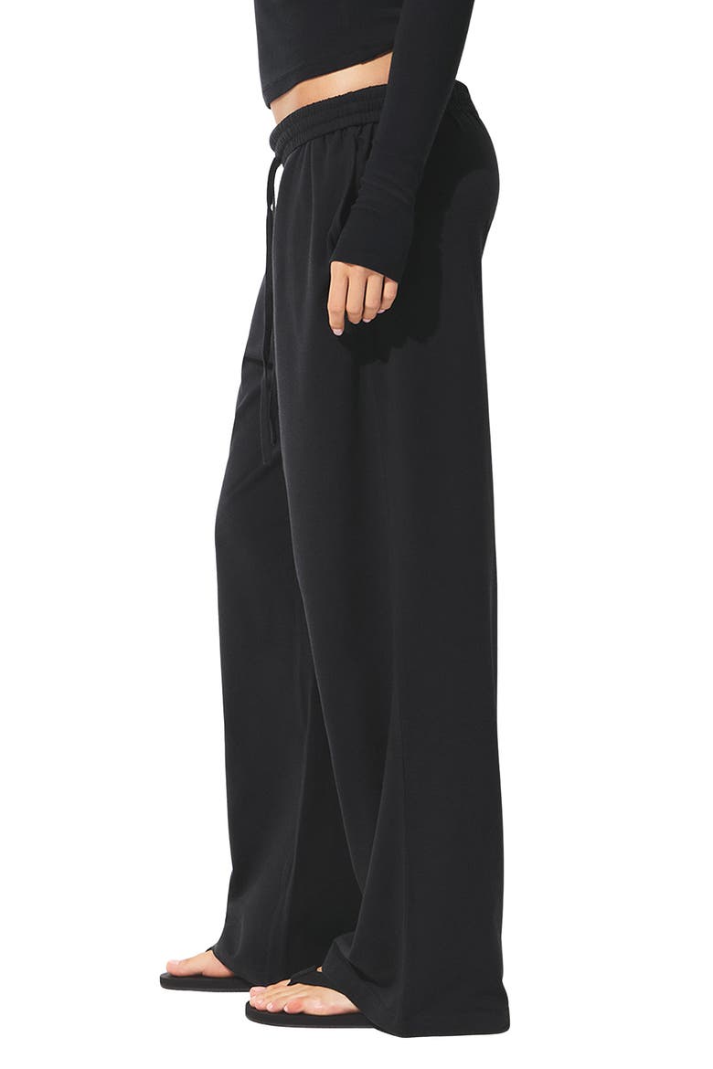 Cotton Blend Jersey Wide Leg Pants, Alternate, color, SOOT
