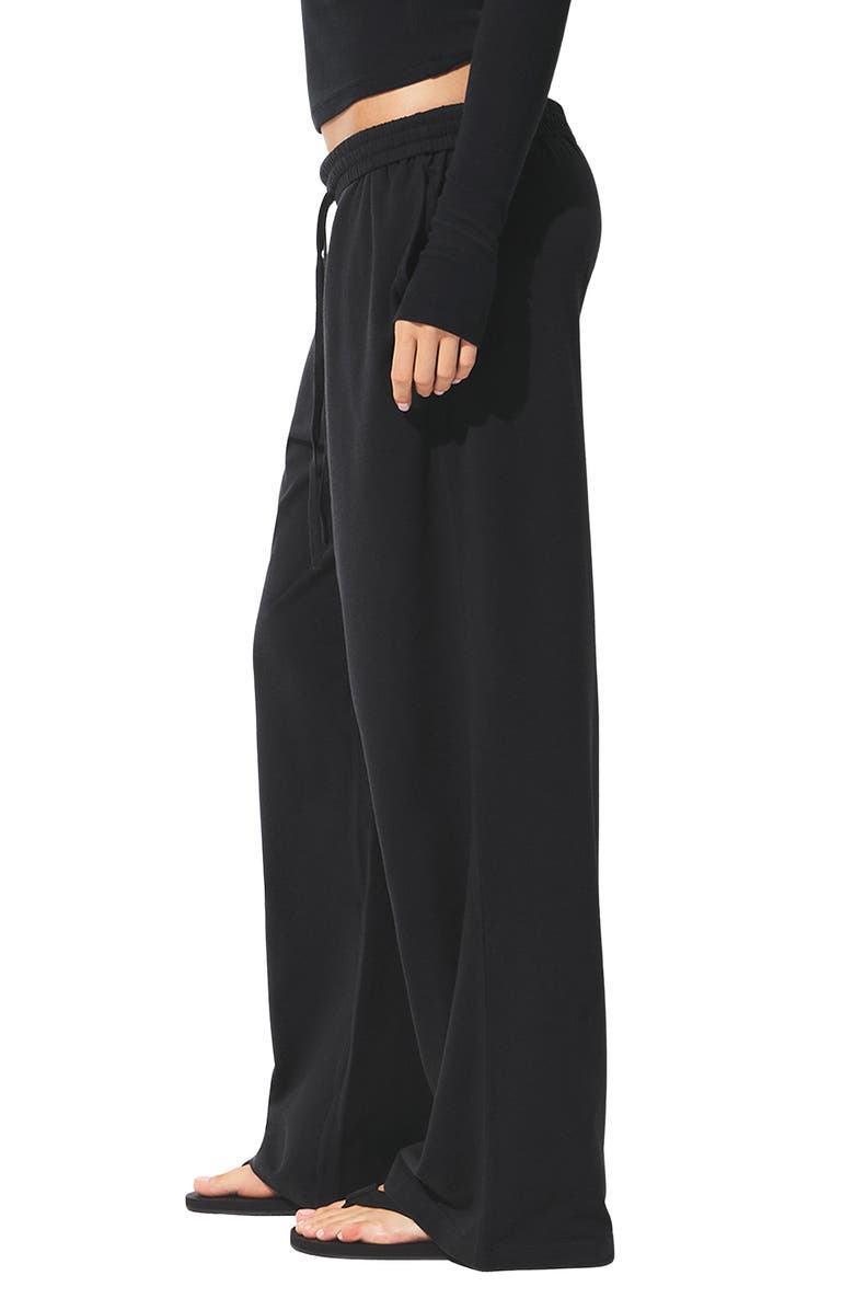 SKIMS Cotton Blend Jersey Wide Leg Pants, Alternate, color, Soot