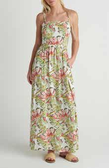 Hurley Malibu Leaf Print Maxi Dress