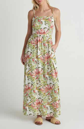 Hurley Malibu Leaf Print Maxi Dress