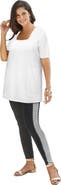 Jessica London Stretch Cotton Studded Square Neck Tunic