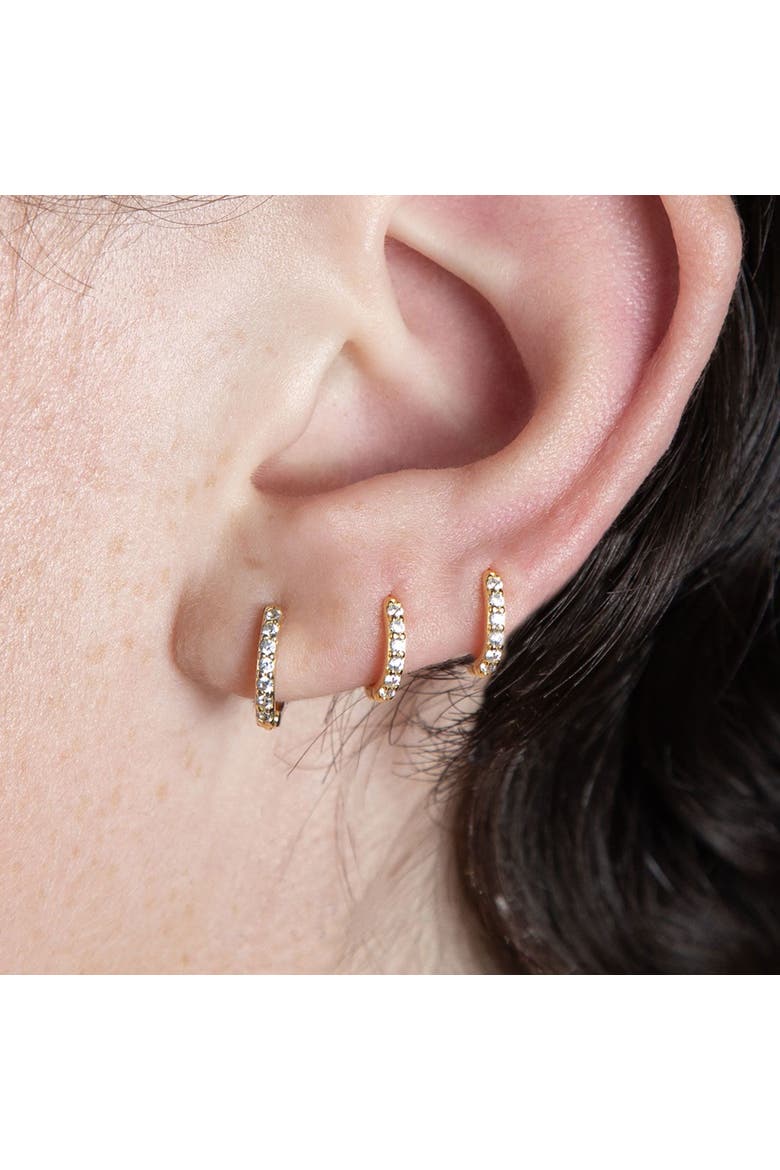 Gold Pavé Six Mm Huggie Hoop Earring, Alternate, color, Gold