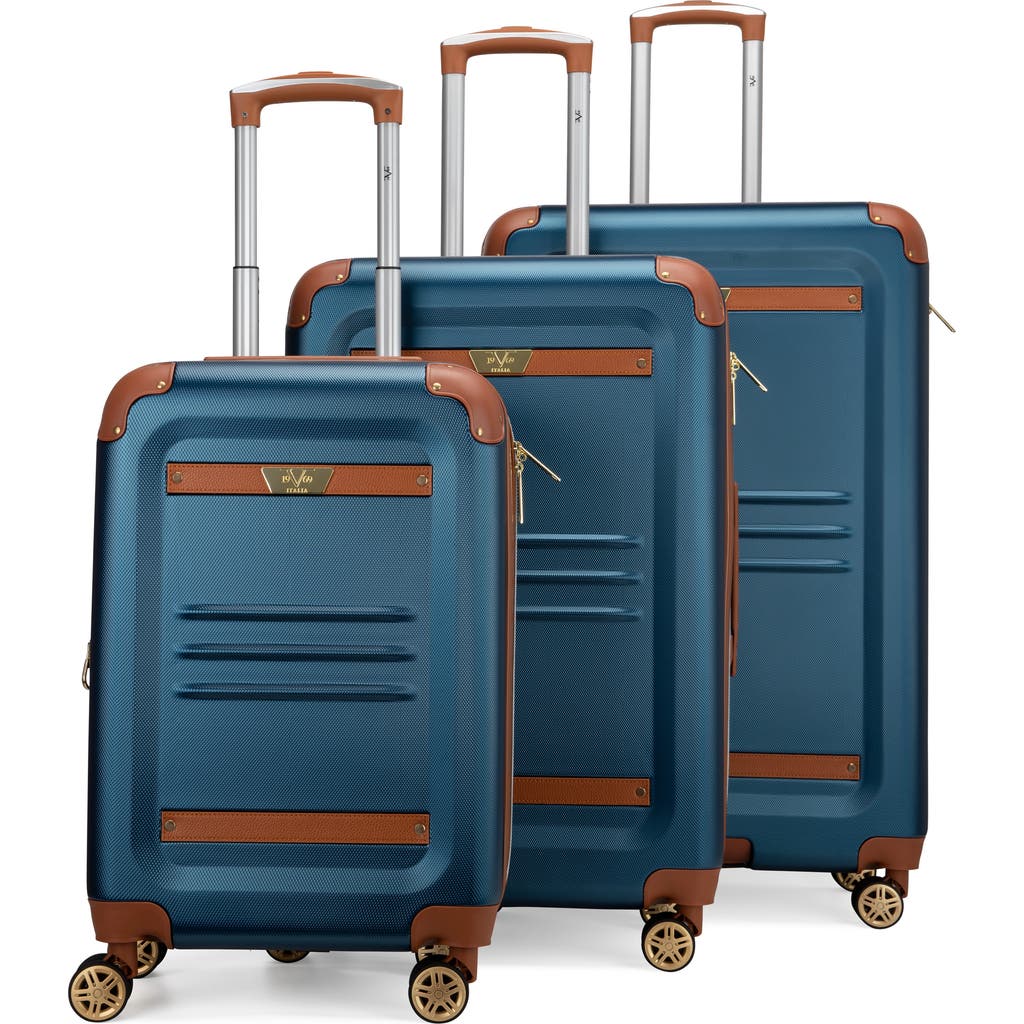19v69 Italia Vintage 3 Piece Expandable Spinner Luggage Set In Blue