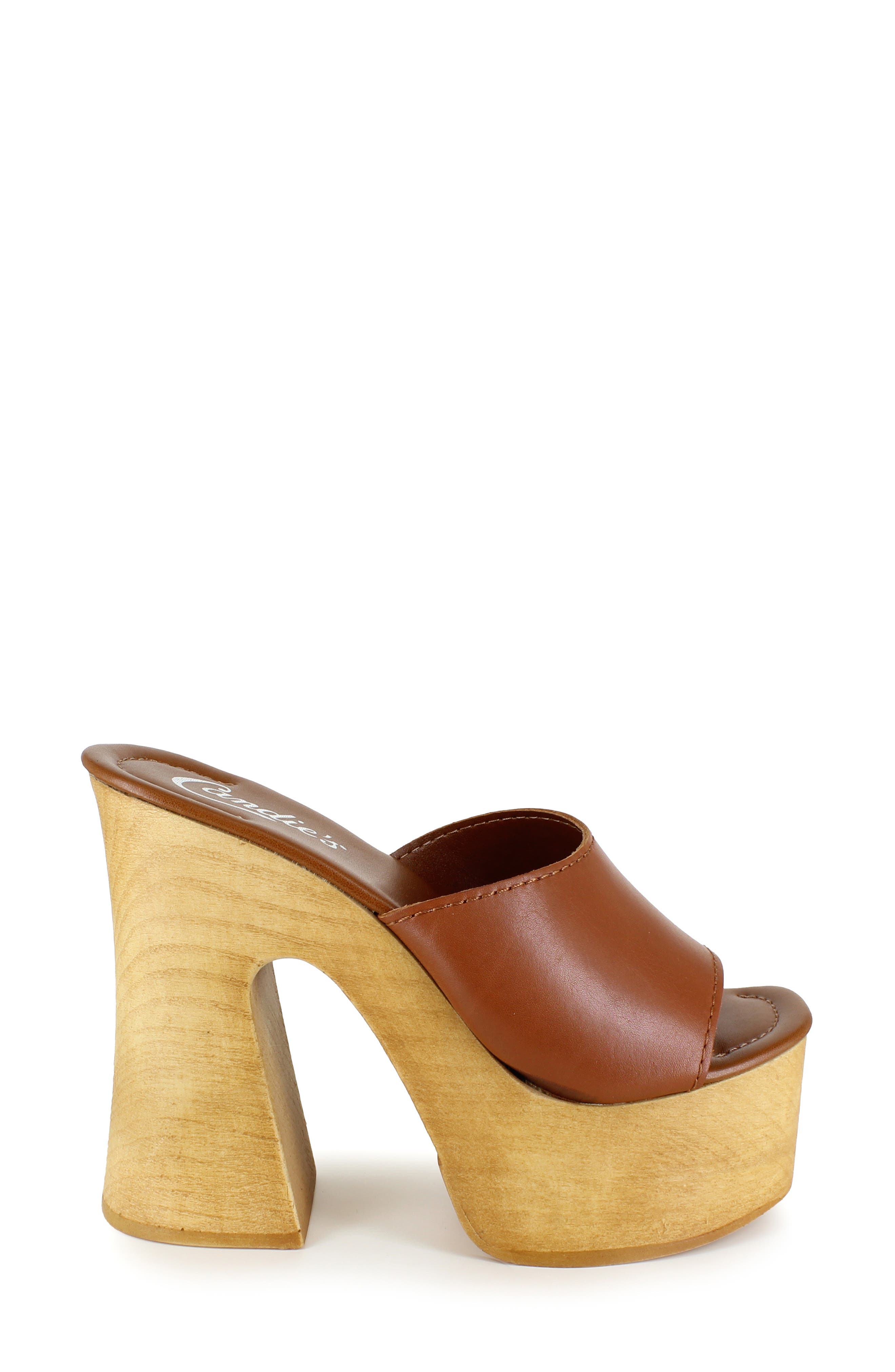 Candie's Mia Platform Slide Sandal, Alternate, color, Tan