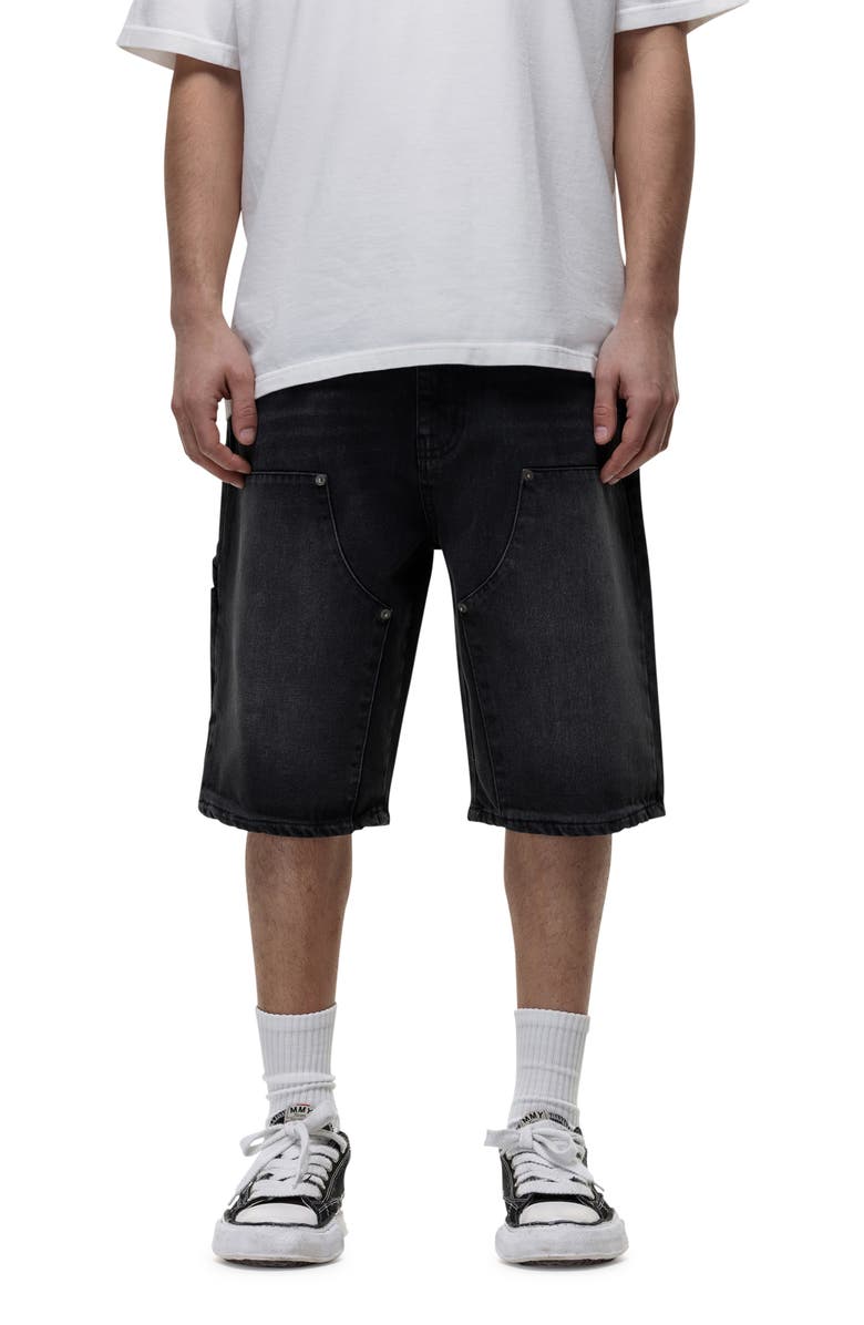 Good For Nothing Release Blue Denim Shorts, Main, color, Black