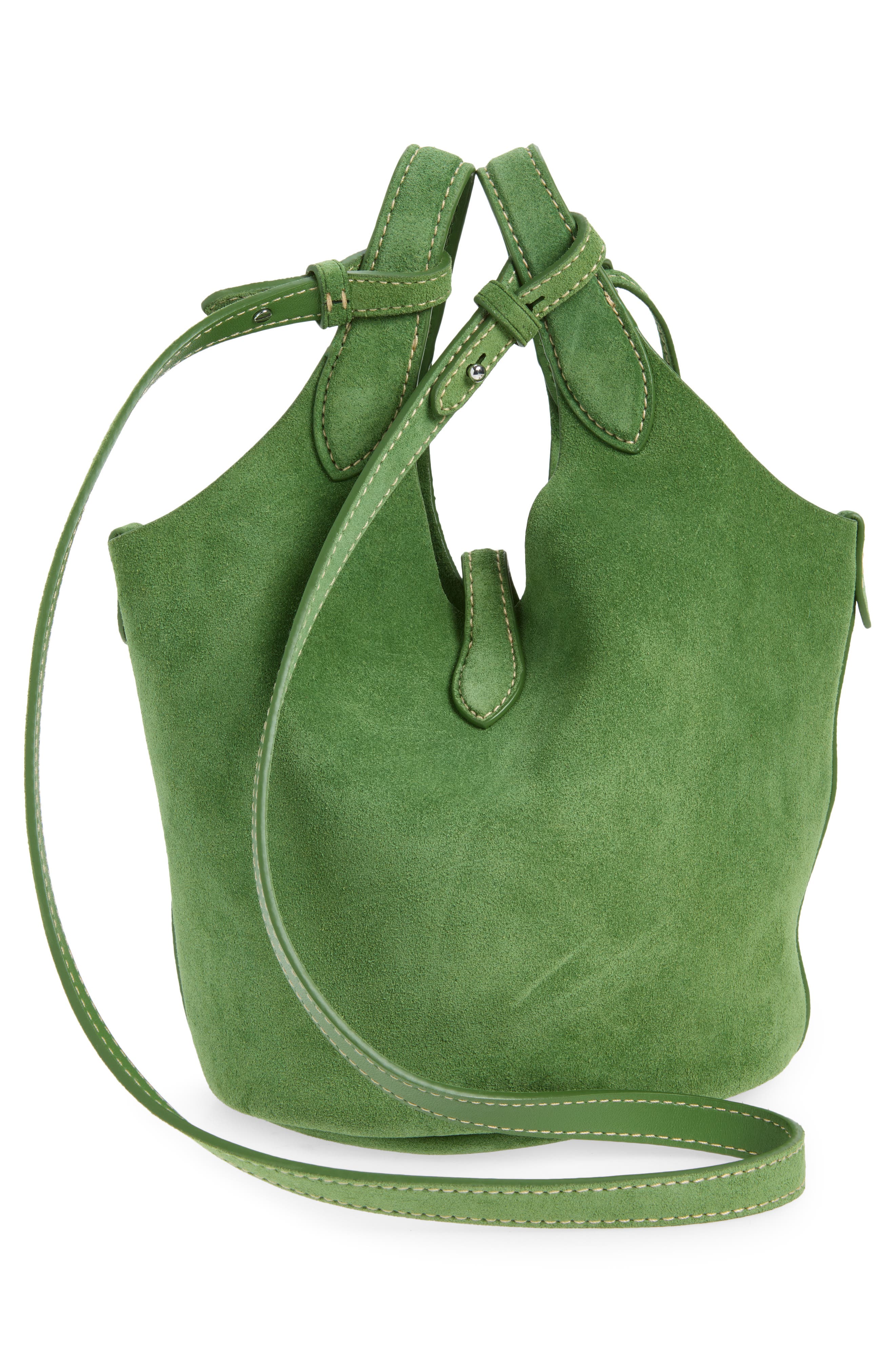 Mini Suede Leather Crossbody Bag, Alternate, color, DARK GREEN
