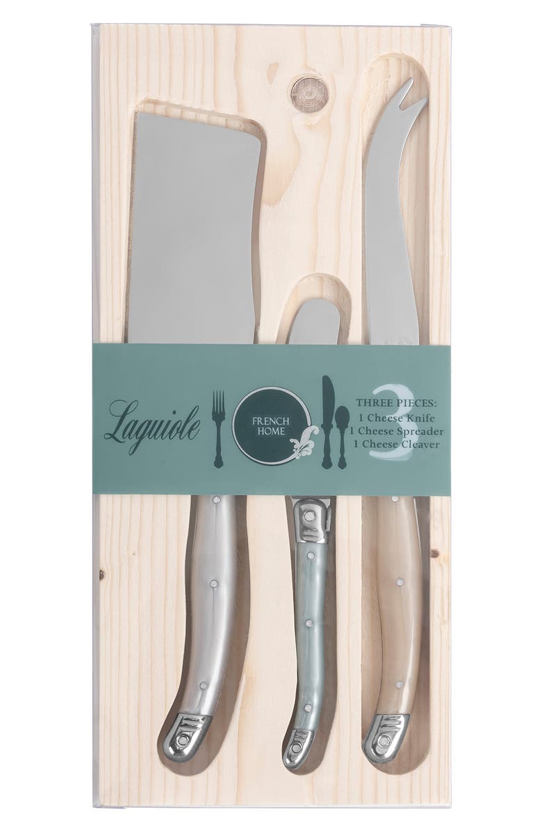 FRENCH HOME Set of 3 Assorted Laguiole Cheese Knives, Alternate, color, Silver Multi