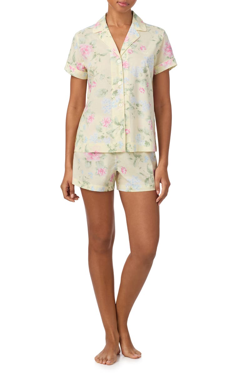 Lauren Ralph Lauren Print Short Pajamas, Main, color, Yellow Flower