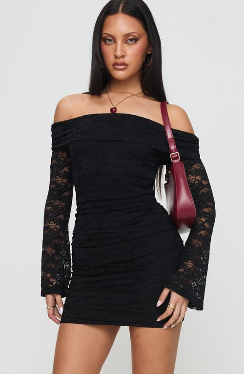 PRINCESS POLLY PRINCESS POLLY FABLE OFF THE SHOULDER LONG SLEEVE MINIDRESS