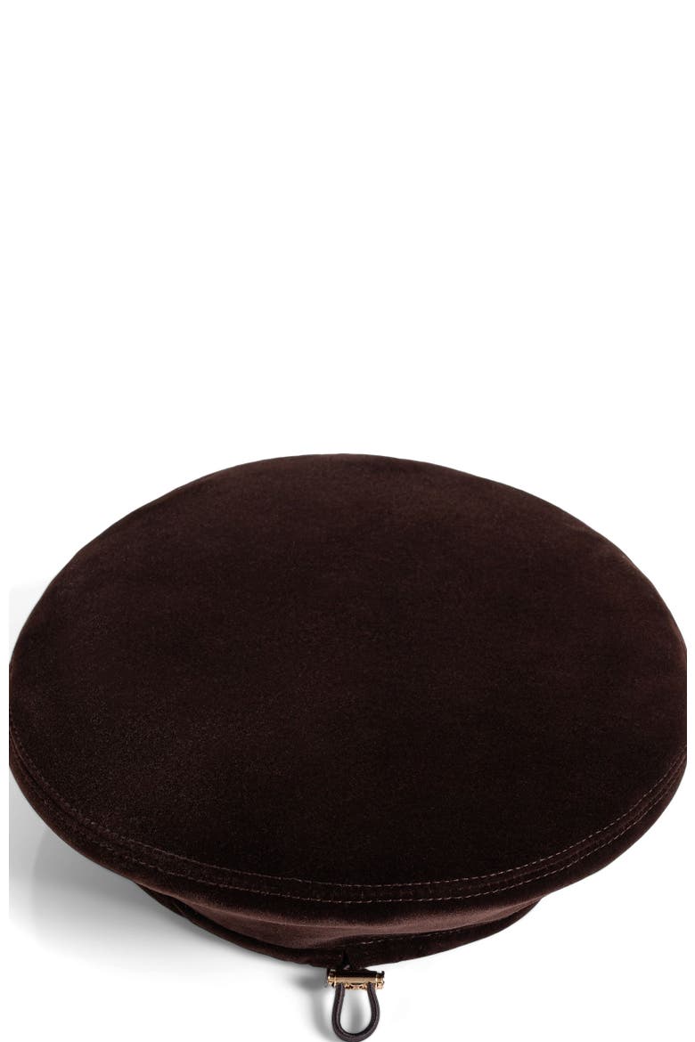 Anya Velvet Beret, Alternate, color, Brown