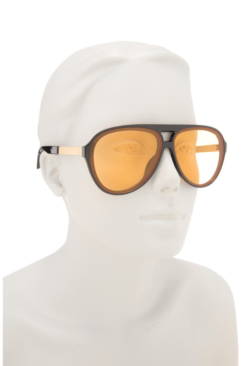 137mm Gradient Aviator Sunglasses, Alternate, color, BLACK AMBER