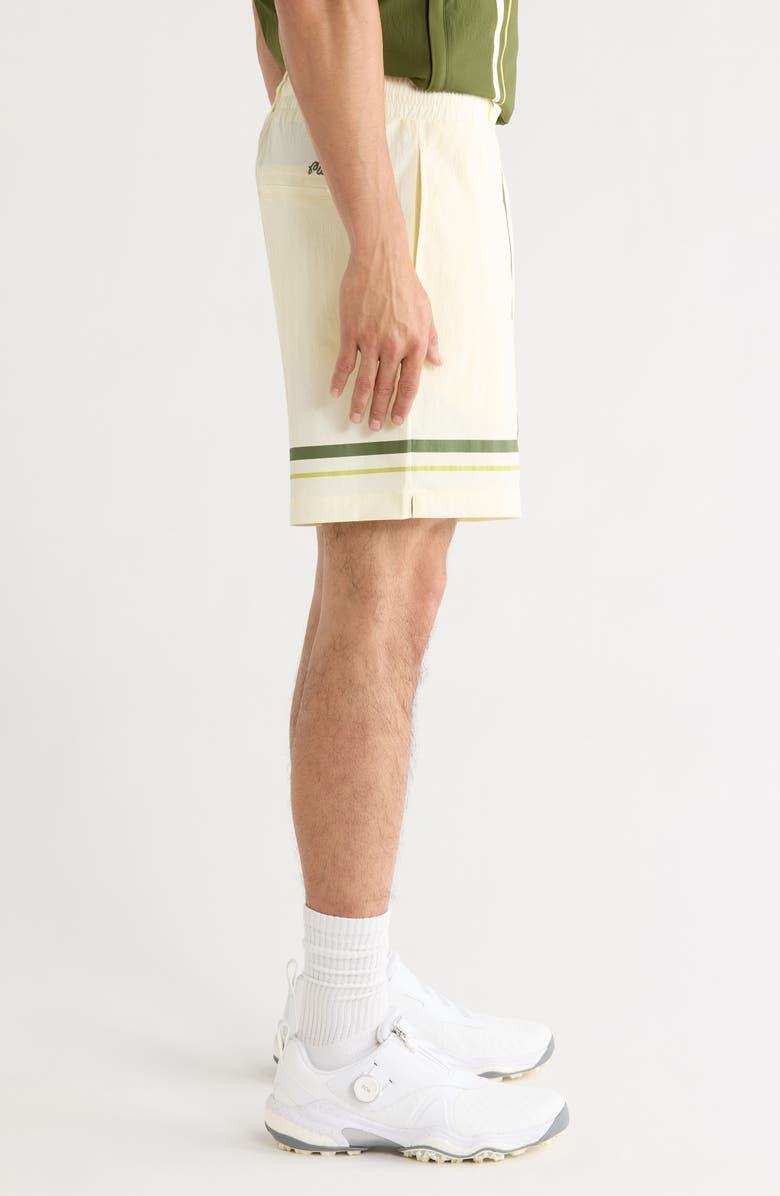 MALBON Scooter Playa Stretch Nylon Drawstring Shorts, Alternate, color, Cream