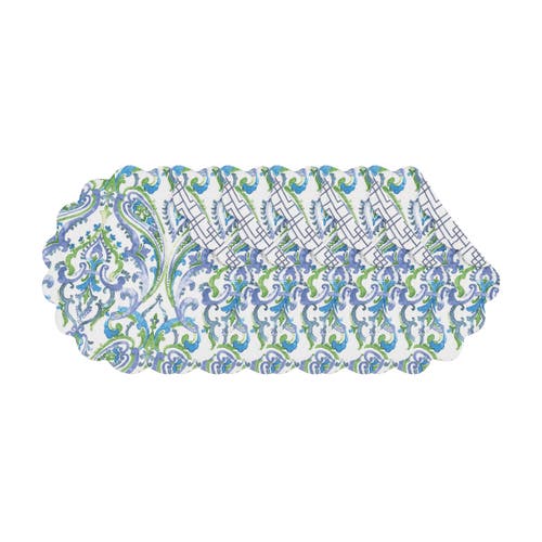C & F Home C&f Home Juliet Round Quilted Reversible Bright Paisley Placemats Set Of 6, 17" In Blue