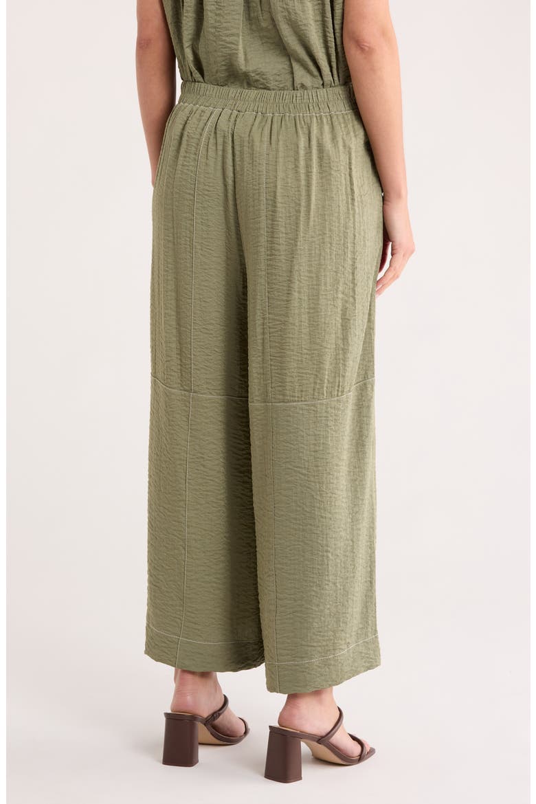 Crinkle Top Stitch Pants, Alternate, color, OIL GREEN/IVORY