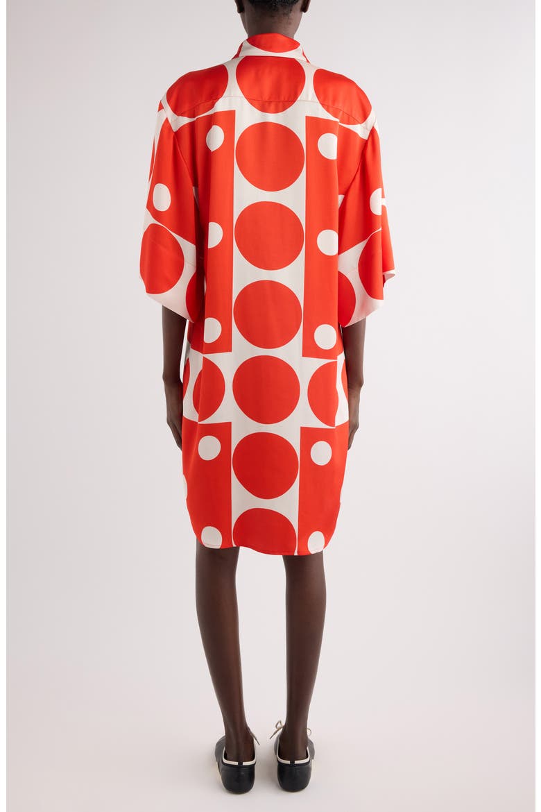 Drea Polka Dot Satin Shirtdress, Alternate, color, RED