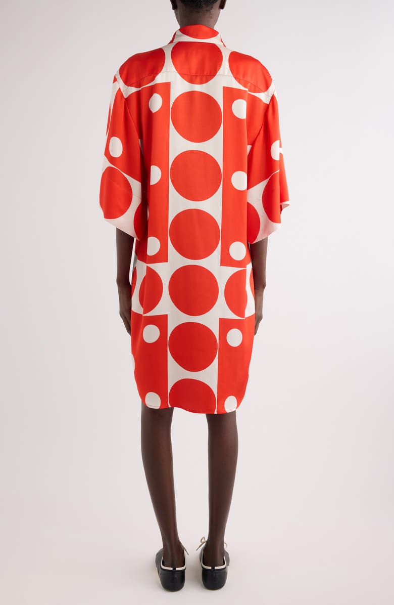 Dries Van Noten Drea Polka Dot Satin Shirtdress, Alternate, color, Red