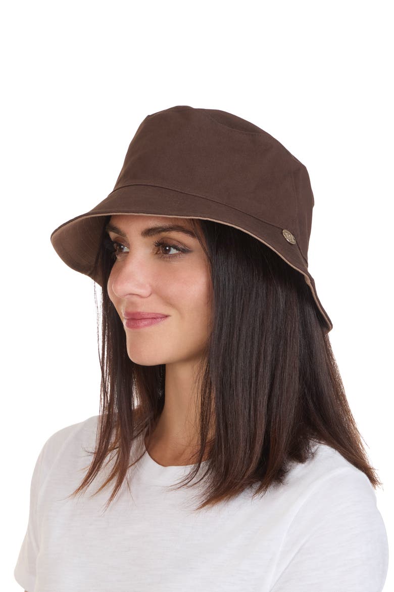 Reversible Cotton Bucket Hat, Alternate, color, BROWN