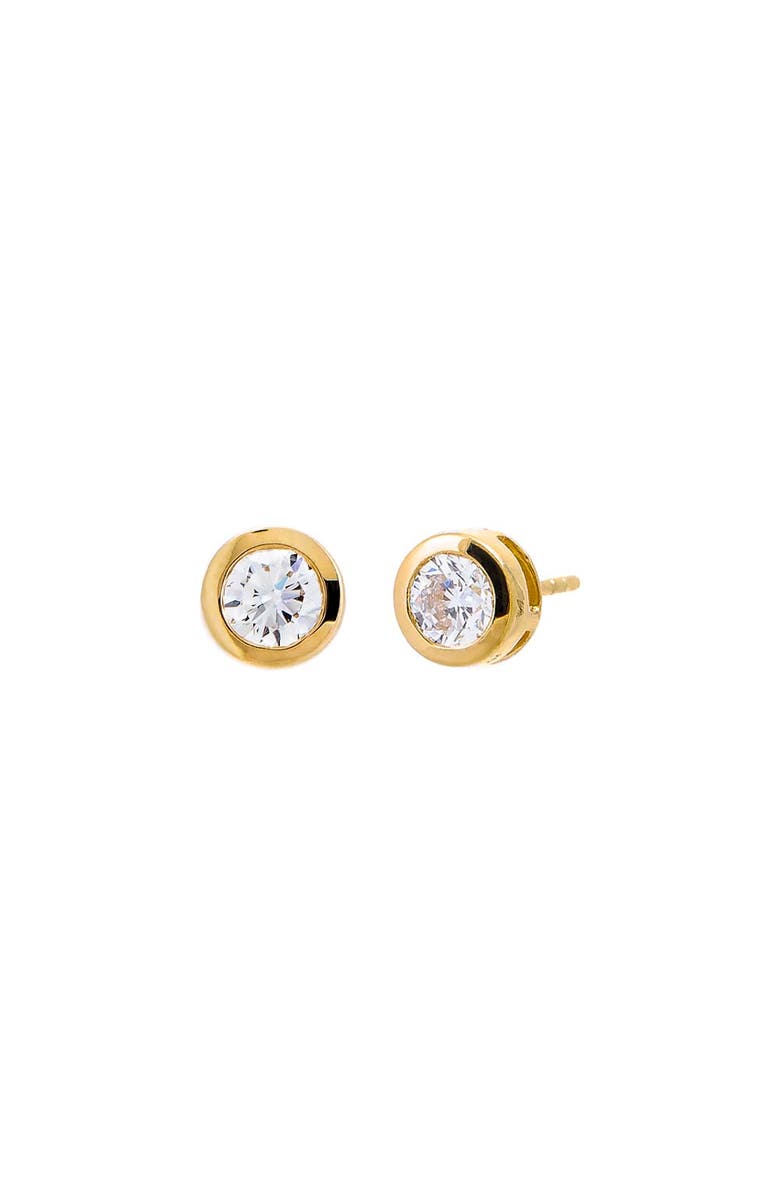 BY ADINA EDEN Lab Grown Diamond Solitaire Bezel Stud Earring 14K, Main, color, Gold - 1 Carat