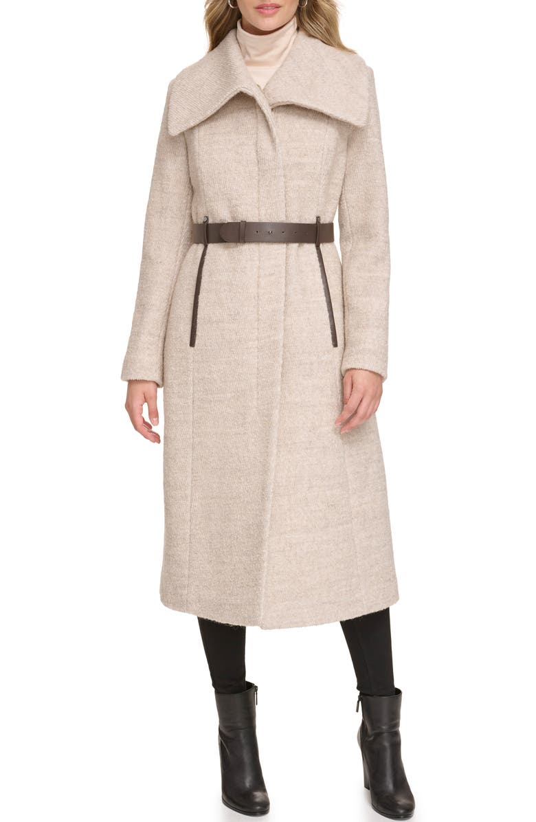 Kenneth Cole New York Textured Herringbone Wool Blend Tweed Coat, Main, color,