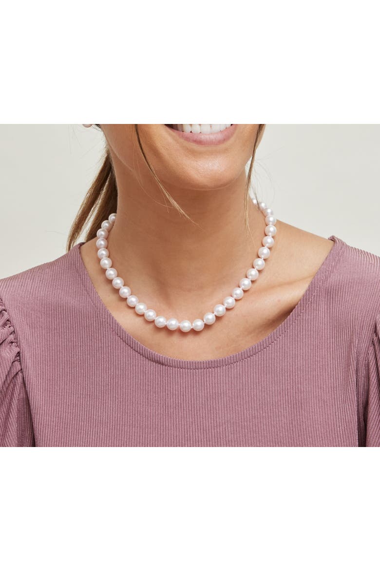 9.0-9.5mm Japanese Akoya White Pearl Necklace - AAA Quality, Main, color, Yellow Gold Clasp