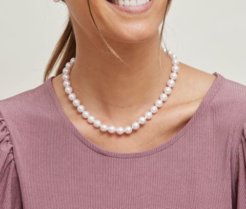 9.0-9.5mm Japanese Akoya White Pearl Necklace - AAA Quality