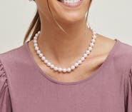 The Pearl Source 9.0-9.5mm Japanese Akoya White Pearl Necklace - AAA Quality