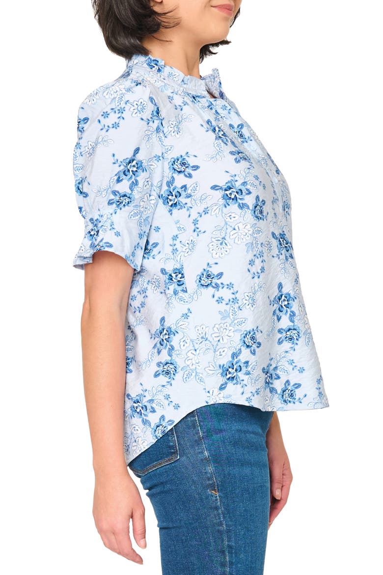 Dianthus Floral Puff Sleeve Top, Alternate, color, SOFT SKY FLORAL