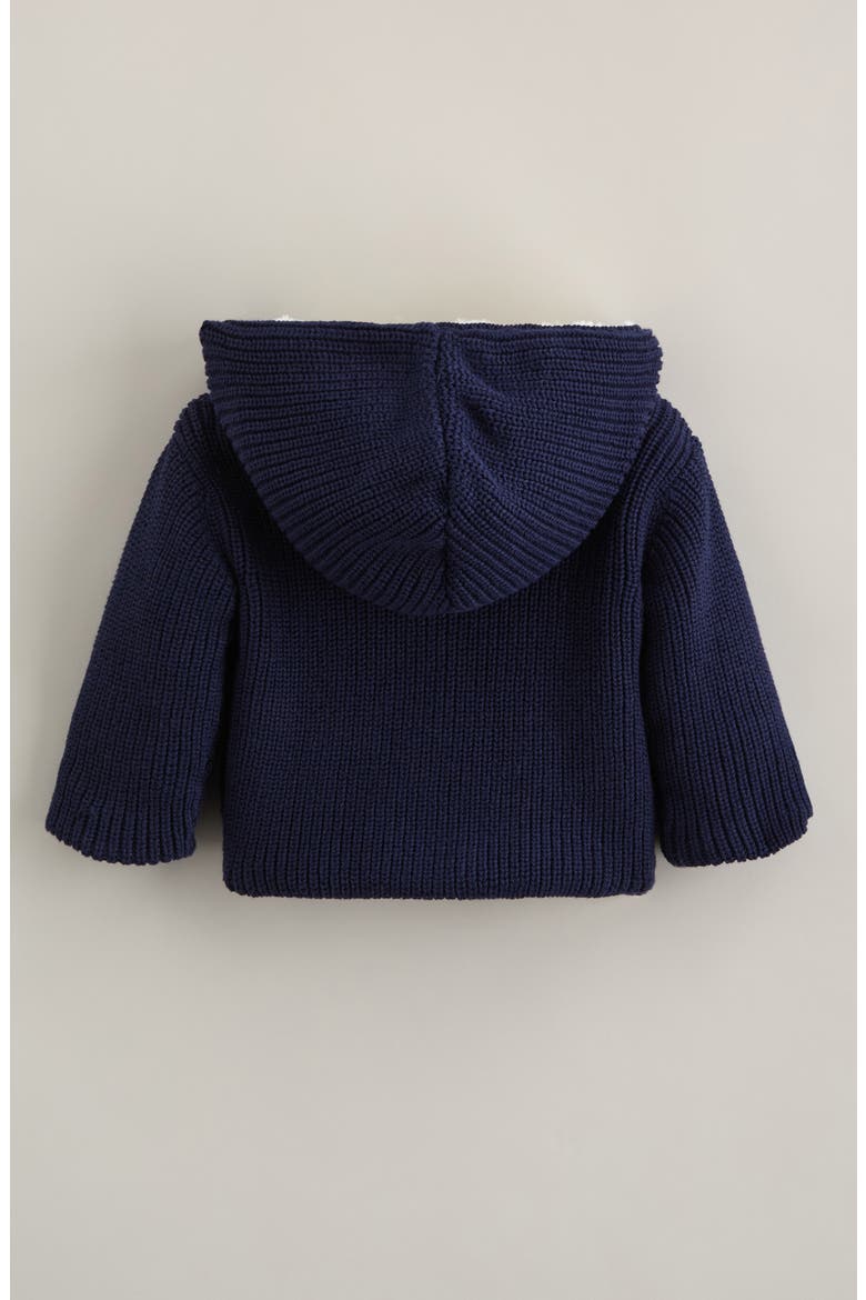 Hooded Cotton Cardigan with Faux Fur Lining, Alternate, color, NAVY PEACOAT