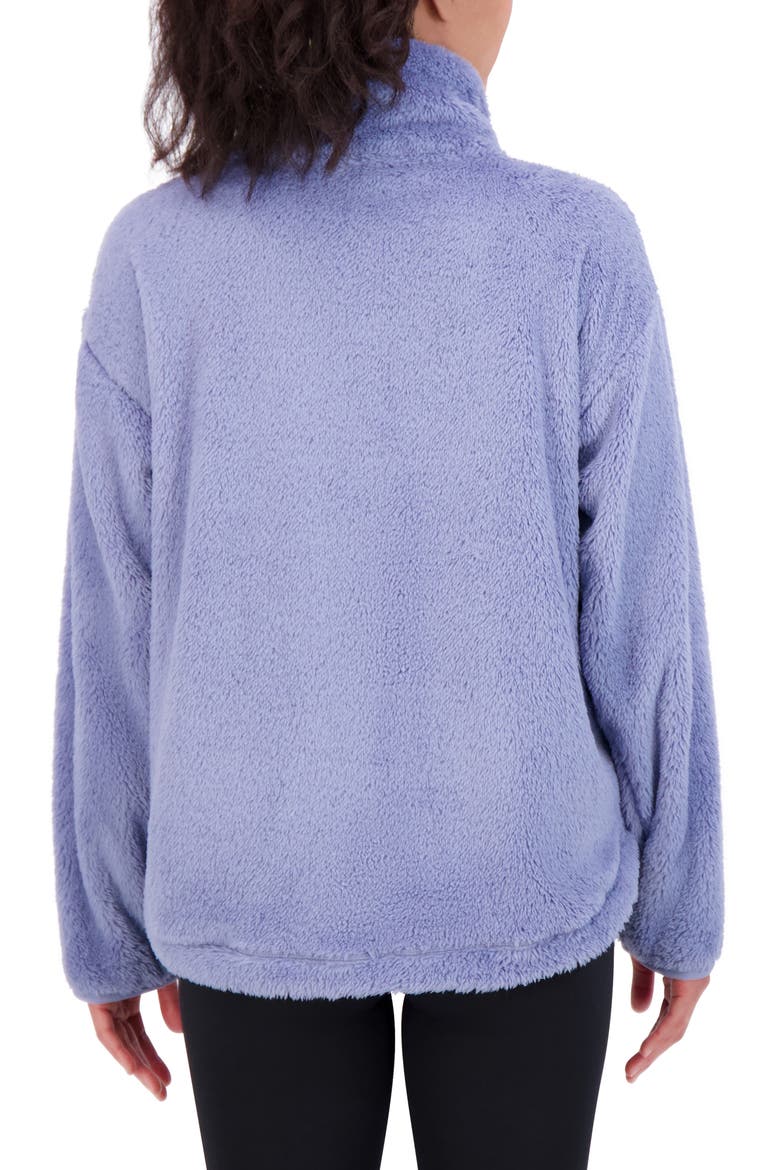 Satin Trim Faux Shearling Tunic, Alternate, color, COUNTRY BLUE