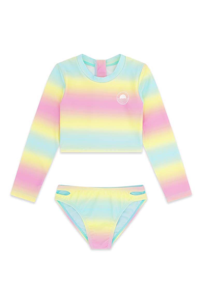 Kids' Waves 4 Days Long Sleeve UPF 50+ Two-Piece Rashguard Swimsuit, Main, color, MULTI