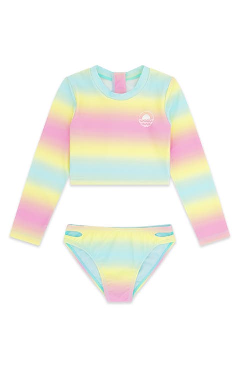 Kids' Waves 4 Days Long Sleeve UPF 50+ Two-Piece Rashguard Swimsuit (Little Kid & Big Kid)