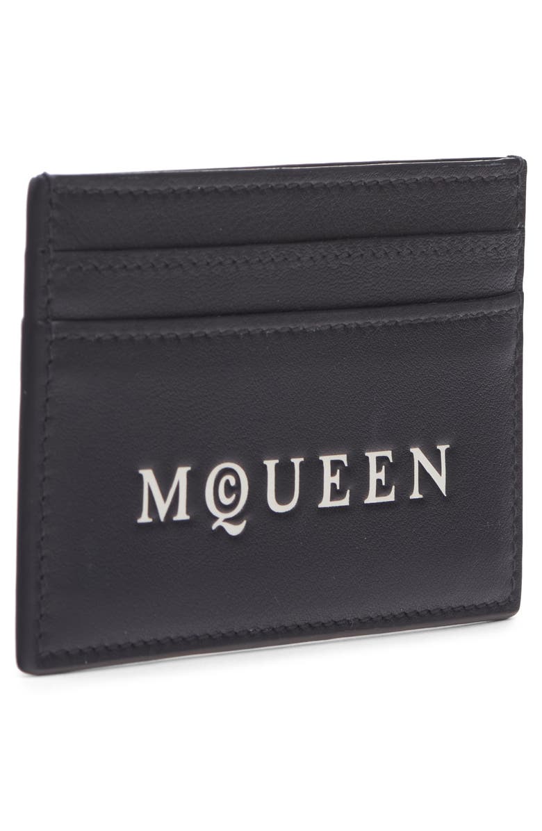 McQueen Leather Card Case, Alternate, color, Black/ Bone