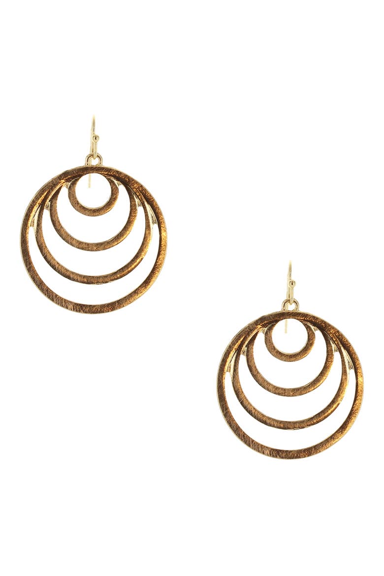 Circle Drop Earrings, Main, color, BURNISHED GOLD