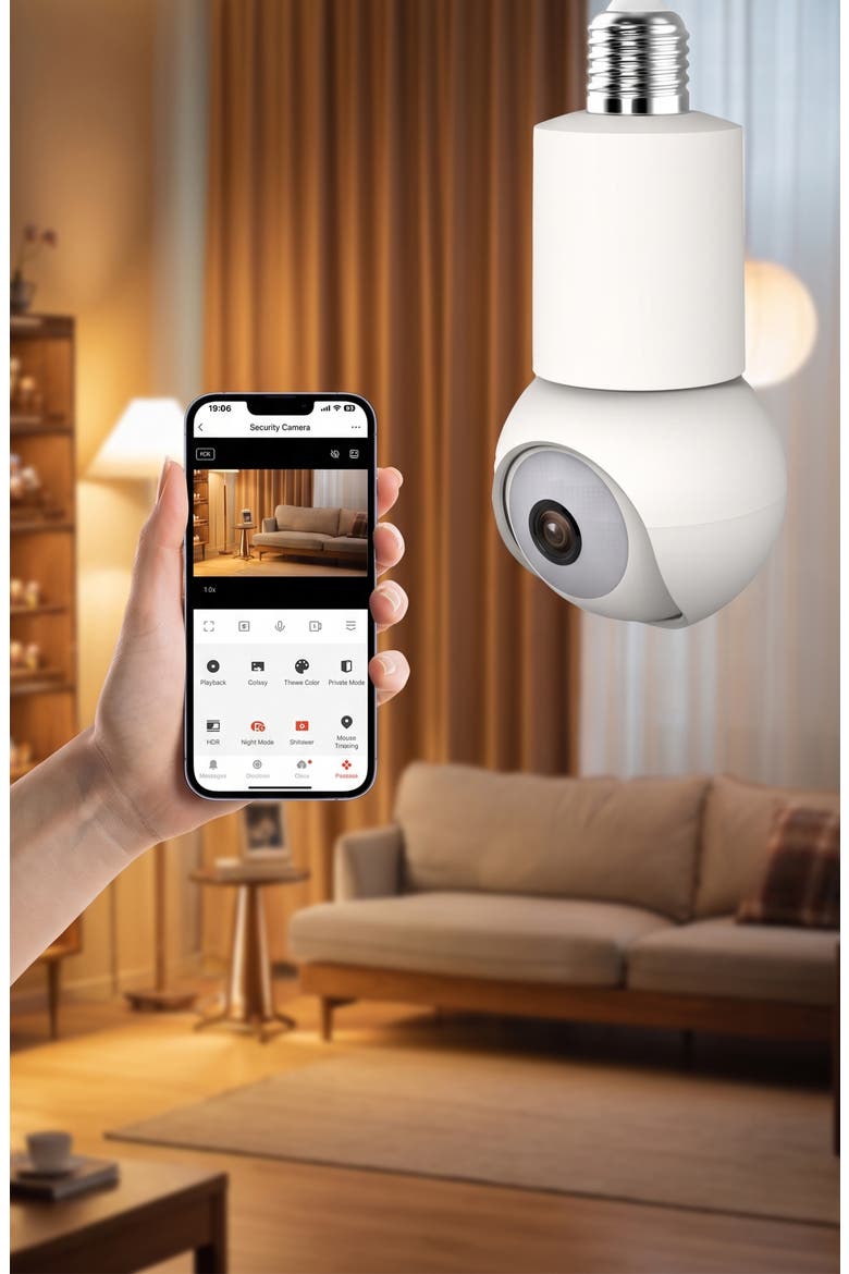 Smart WiFi 2K Light Bulb Camera, Alternate, color, White