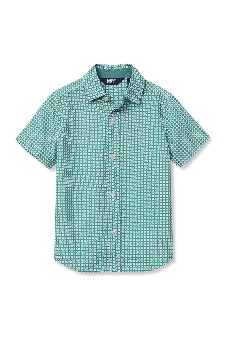 Boys Short Sleeve Button Down Performance Shirt, Alternate, color, Spruce Geo