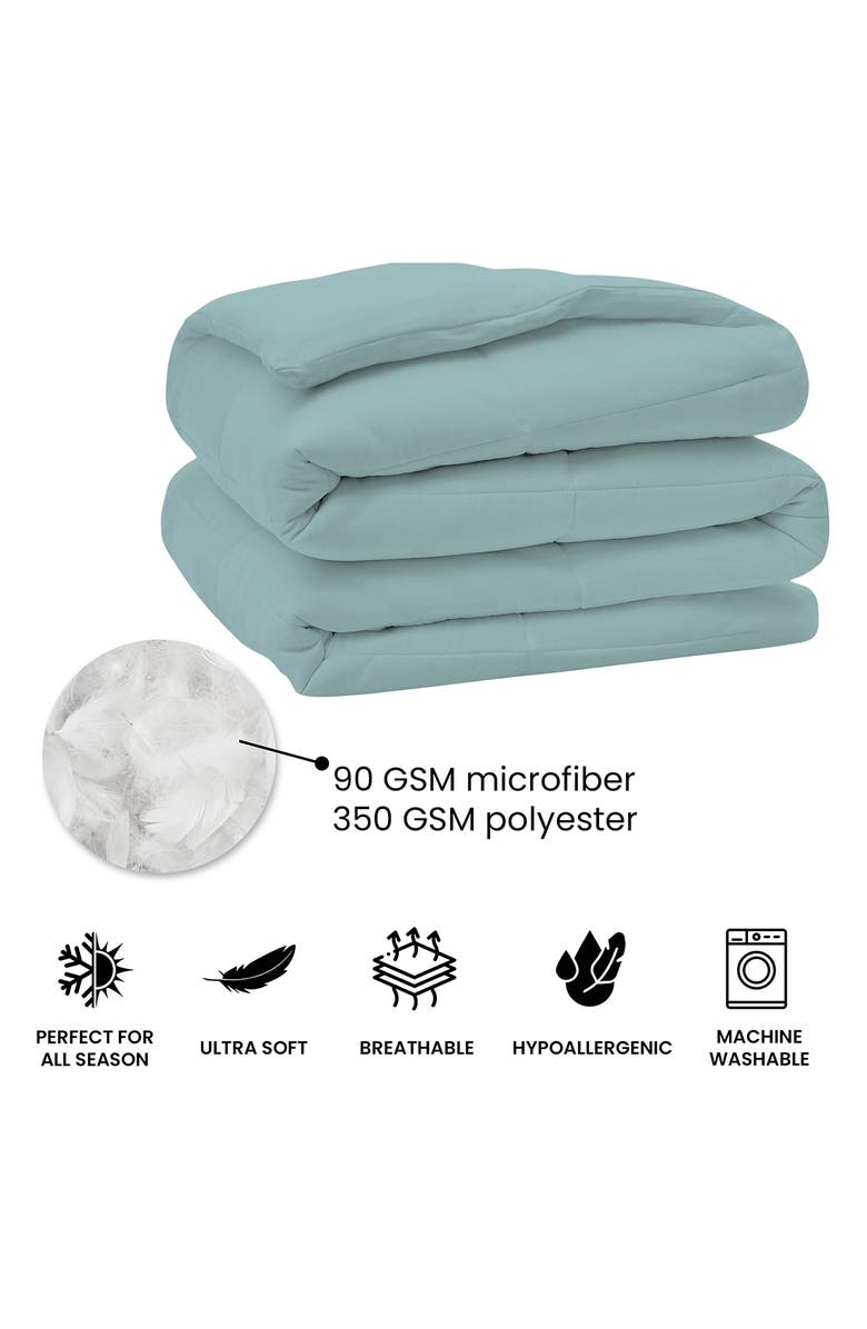 Luxury Home Solid Sky Blue Microfiber Comforter, Alternate, color, 