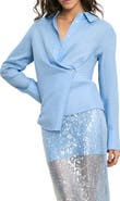 Veronica Beard Perezzi Asymmetric Linen Button-Up Shirt