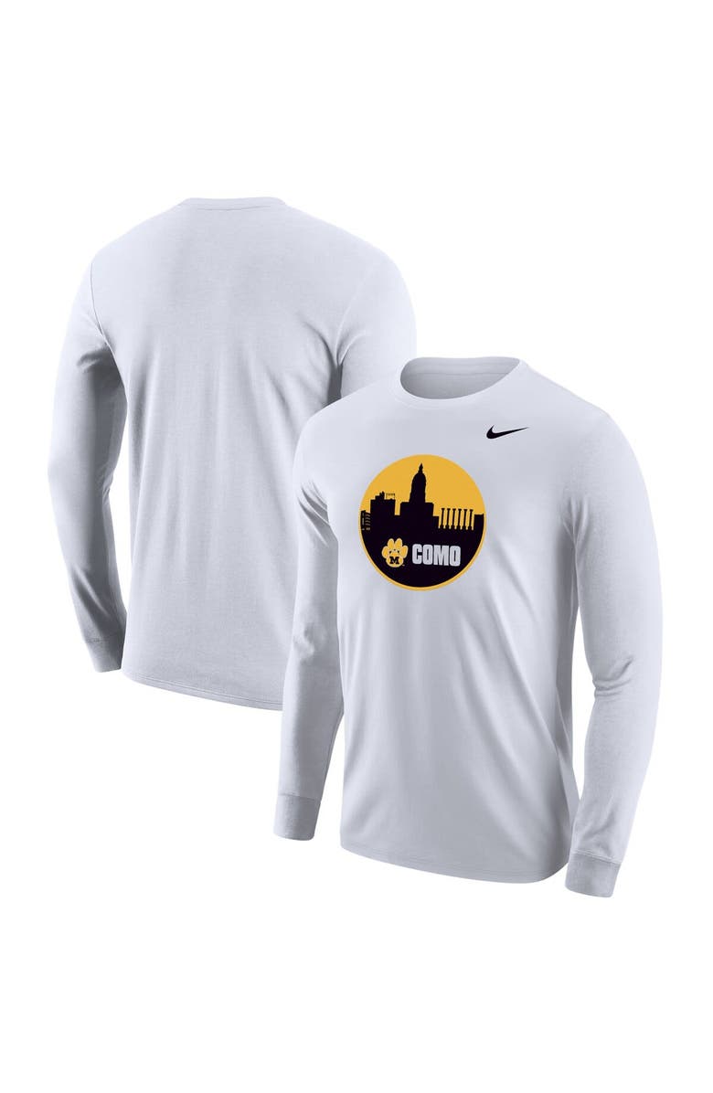 Nike Men's Nike White Missouri Tigers CoMo Shootaround Long Sleeve T-Shirt, Main, color, 