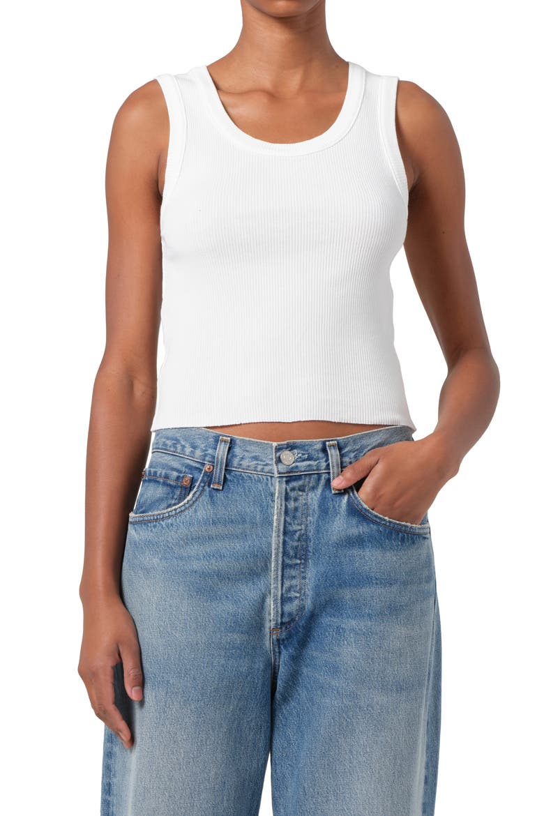 Poppy Shrunken Rib Tank, Main, color, WHITE