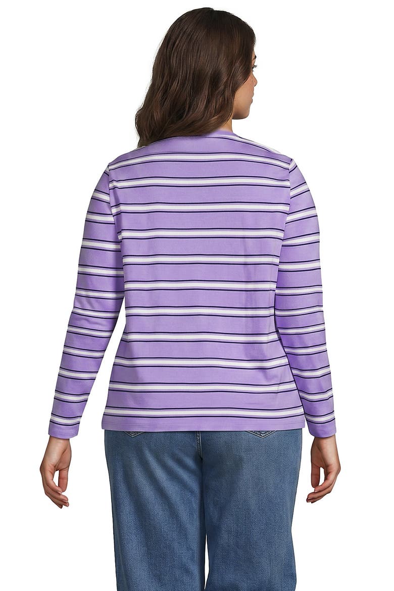 Supima Cotton Long Sleeve Crewneck T-shirt, Alternate, color, Soft Amethyst/Navy Stripe