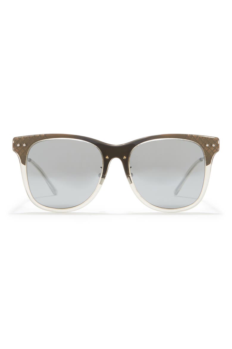 56mm Modified Square Sunglasses, Main, color, SHINY TRANSPARENT MUD/SLV